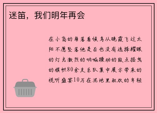 迷笛，我们明年再会