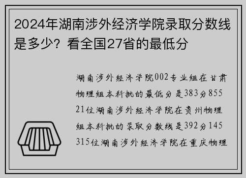 2024年湖南涉外经济学院录取分数线是多少？看全国27省的最低分
